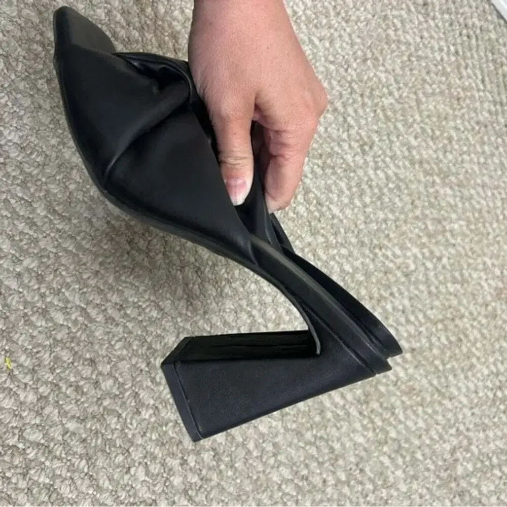 Open Edit Cora Black Block Heel Slide Sandals size 9.5